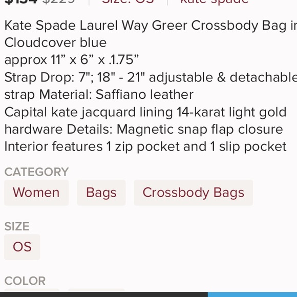 NEW KATE SPADE Lauren Way GREER CROSSBODY Bag - Picture 8 of 8